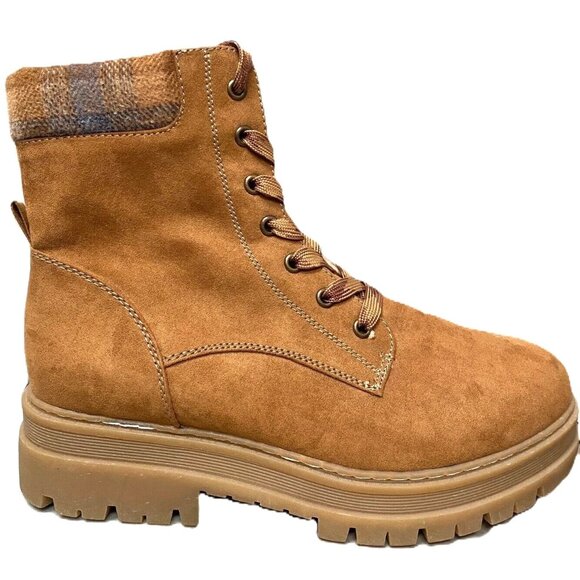 Maurices Morgan Women's Hiker Boot Plaid Detail Tan Size 9.5 - Picture 1 of 5